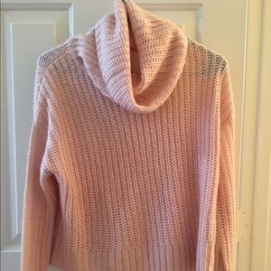 Light Pink Cowl Neck Cropped Sweater