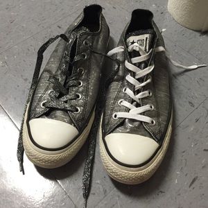 Silver sparkly converse