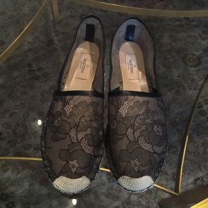 🚫SOLD🚫  Valentino Lace Espadrilles Shoes, Black