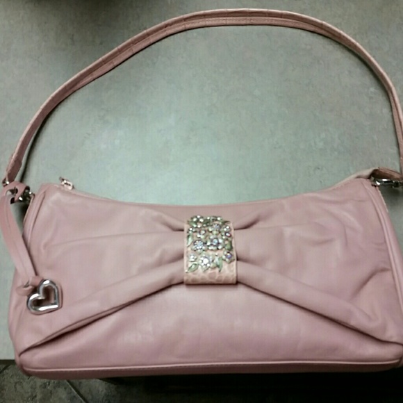 Brighton pink evening bag with enamel flowers