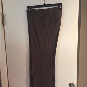 Flat front brown casual tweed pants