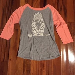 Gray shirt with pink arms