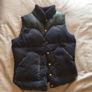 Blue courdoroy feather down vest