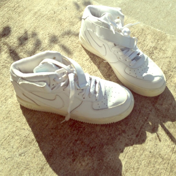 White Nike Air Force Ones Hightop Sneakers