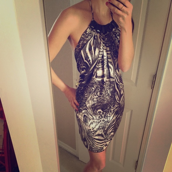 Open back Halter Animal Dress
