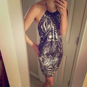 Open back Halter Animal Dress