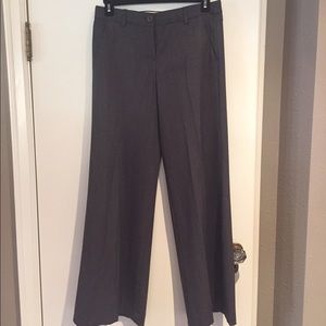 Charcoal gray flat front wide leg dress pants