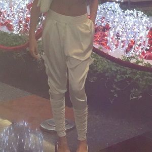Thomas Wylde cream satin harem pants