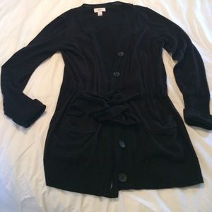LOFT black, belted cardigan