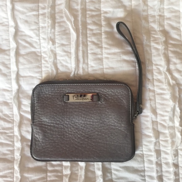 Cole Haan silver mini wristlet