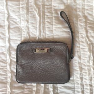 Cole Haan silver mini wristlet