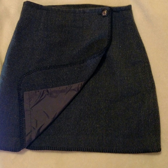 Charcoal gray mini skirt.