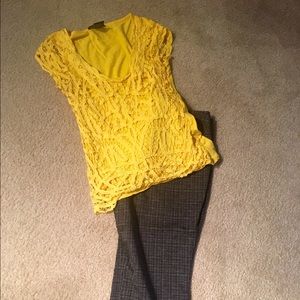 Express Capris and Yellow Shirt