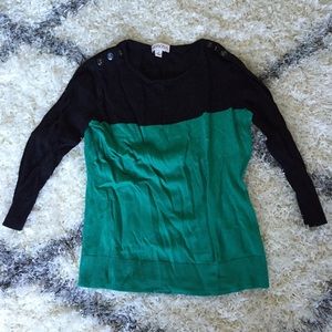 Merona black and green color block sweater