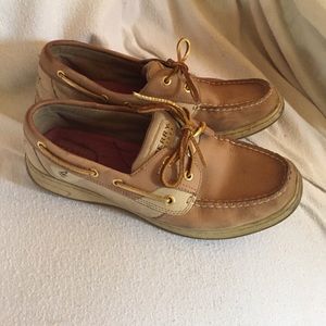 Gold accented Sperrys