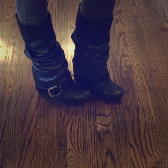 Vera Wang leather biker boots