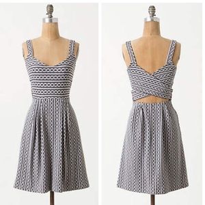 Anthro white with black stripe back detail dress