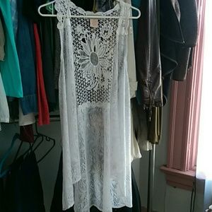 Flying Tomato Boho long lace waterfall vest