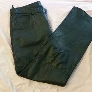 Men leather biker pants