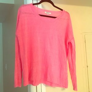 Madewell Hot Pink Washed Linen Sweater