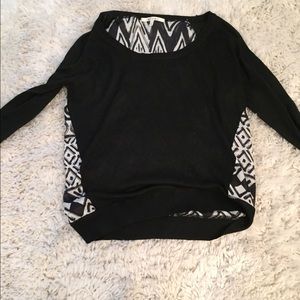 black and white patterned sweater
