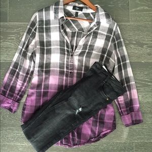 🎉 Aqua ombré flannel shirt