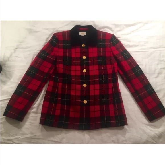 Childs size 4 talbots red plaid pea coat