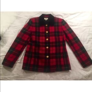 Childs size 4 talbots red plaid pea coat