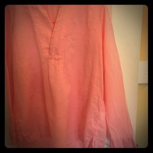 Bright pink long sleeved linen shirt