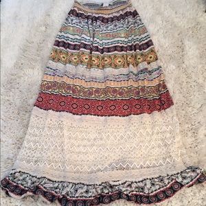 flower and tribal print maxi skirt