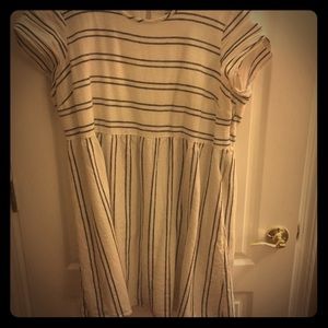 Blue and White Stripped Linen Dress