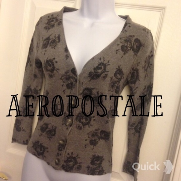 Aeropostale Sweaters - Rose Print Cardigan