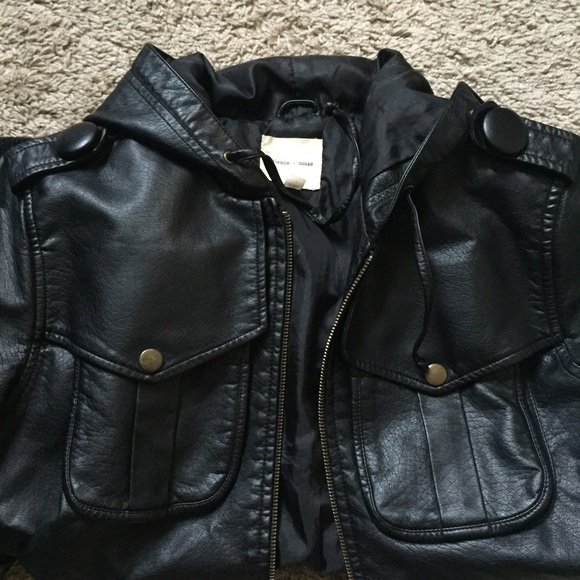 Silence & Noise Hooded Leather Bomber Jacket