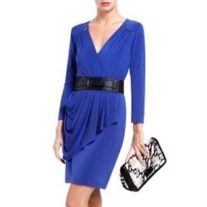 bcbgmaxazria royal blue myrna drape dress