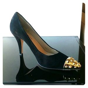 Black Pumps w/Gold Spike Accents by Antonio Melani