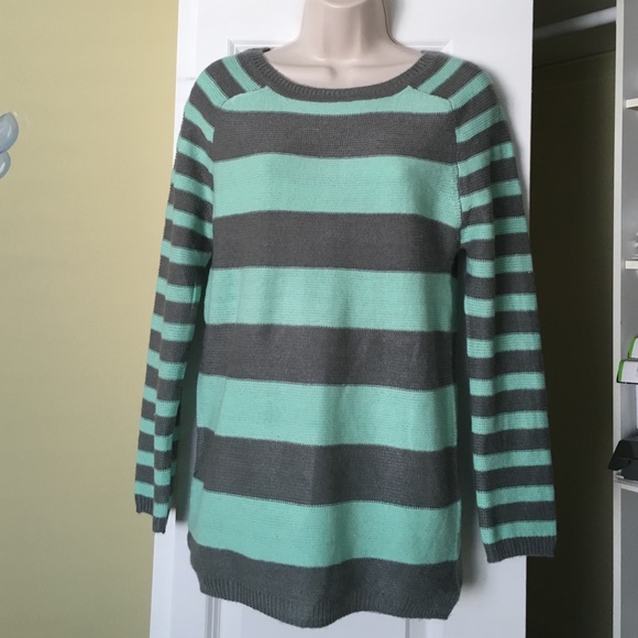 Striped sweater mint and grey - Picture 2 of 2
