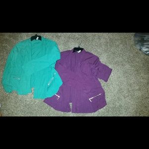 Purple and green blazer cardigans bundle
