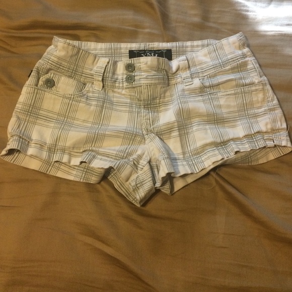 White Plaid Cotton Shorts