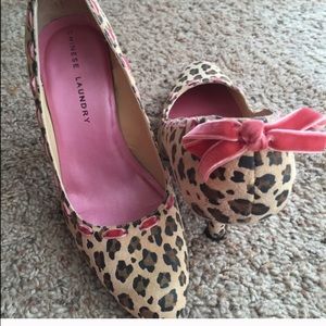 Leopard with pink heels