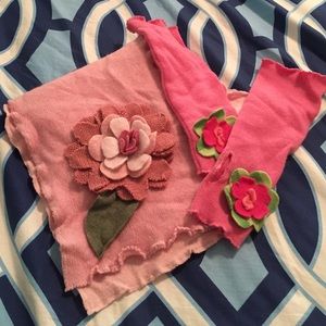 Floral scarf and hand warmer set