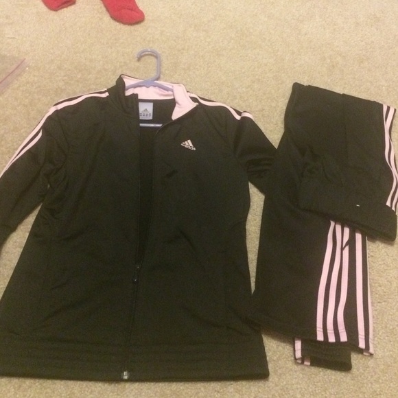 Adidas Jackets & Blazers - Black and Pink Adidas sweat suite