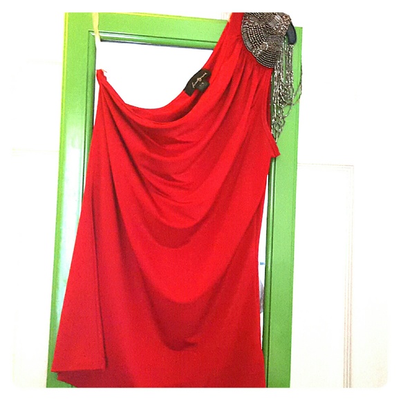Radiant red one shoulder blouse