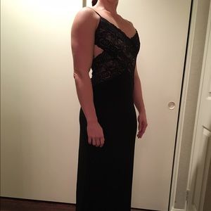 BCBG Maxaria floor length backless gown.