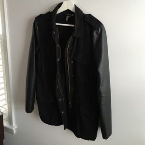 H&M black cotton and faux leather jacket