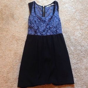 Black and blue lace print dress
