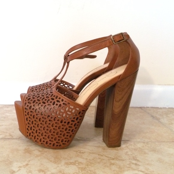 Jessica Simpson Genuine Leather Wood Heels
