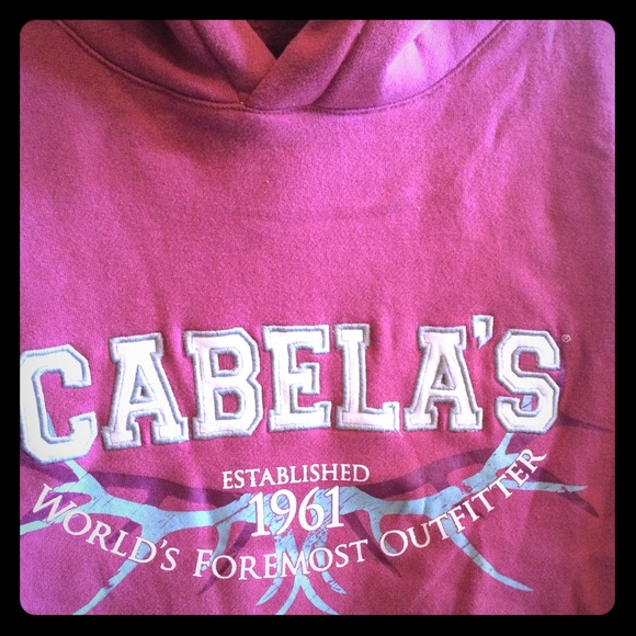 Cabela's dark pink soft sweatshirt.