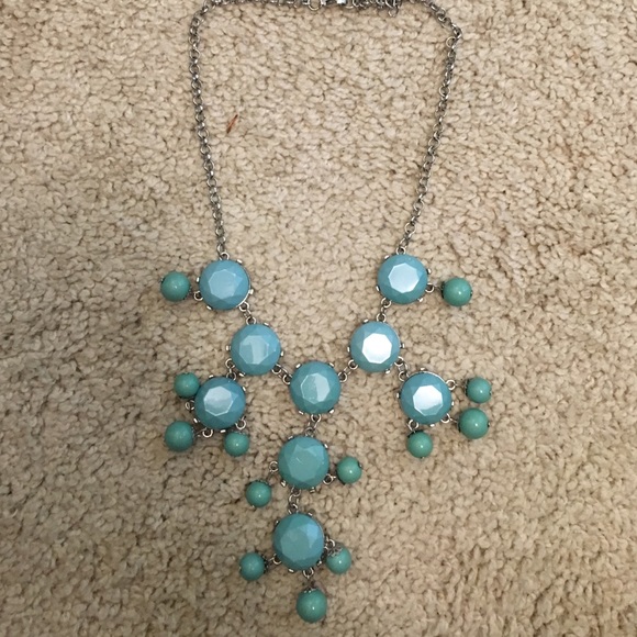 Silver, Teal, and Green Statement Necklace