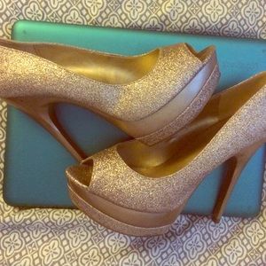 Gold glitter pumps size 10