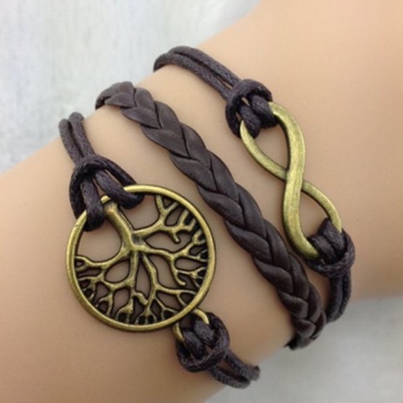 VintageHollowed Leaf&Infinity Embellished Bracelet